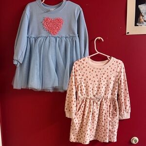 Cat & Jack Blue Dress with Textured Pink Heart valentines size 3t